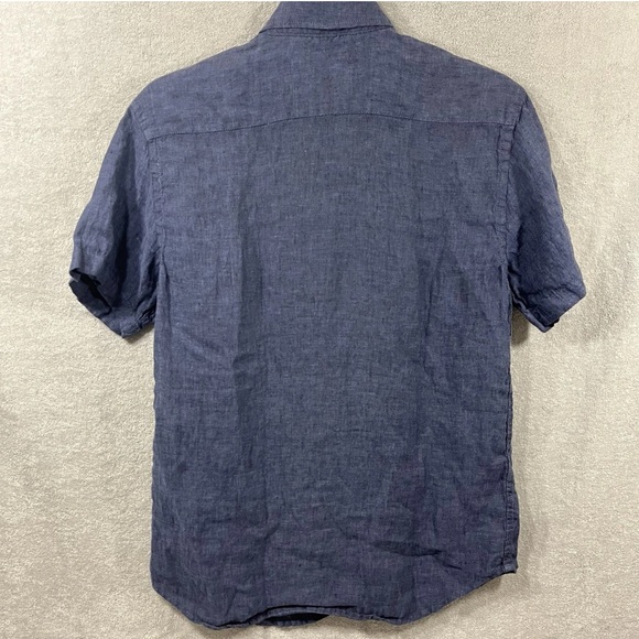 Porter & Ash Men's denim Blue Button-Up Shirt 100% Linen sz Large - Picture 3 of 7